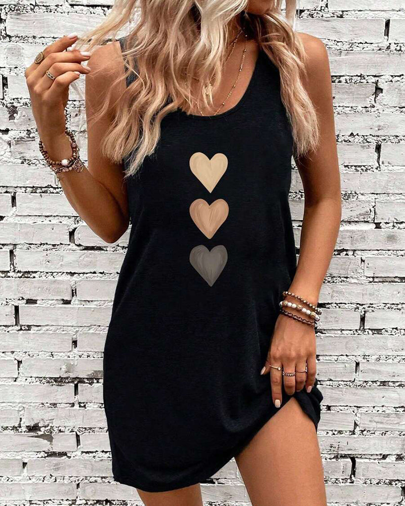 Kleid ärmellos Herz-Print