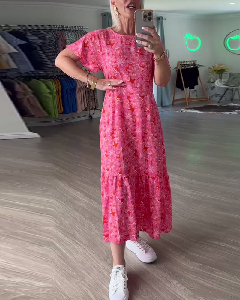 Kleid Puff Kurzarm Geblümt