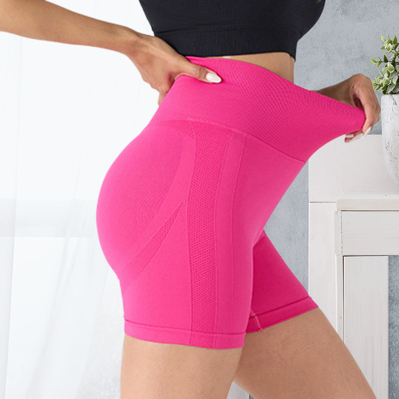 Nahtlose Sport-Yoga Hose Mit Hoher Taille, Pfirsichfarbene Fitnesshose