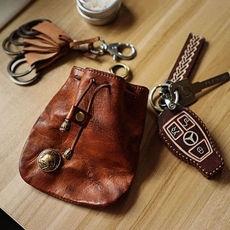 Handgefertigte Retro-Aufbewahrungstasche aus Leder