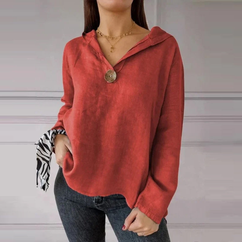 Einknopf-Frack-Kapuzen-Sweatshirt mit V-Ausschnitt