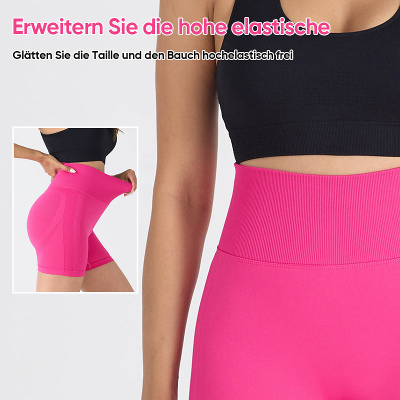 Nahtlose Sport-Yoga Hose Mit Hoher Taille, Pfirsichfarbene Fitnesshose