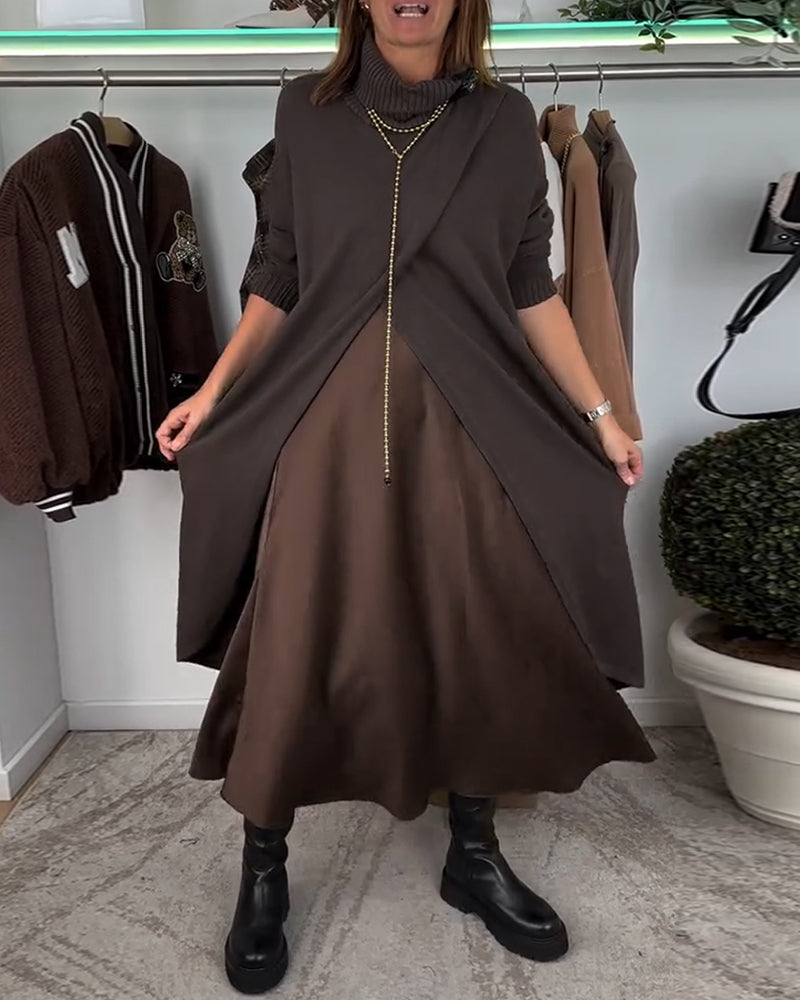 Einfarbiger Pullover mit Schlitz und langen Ärmeln