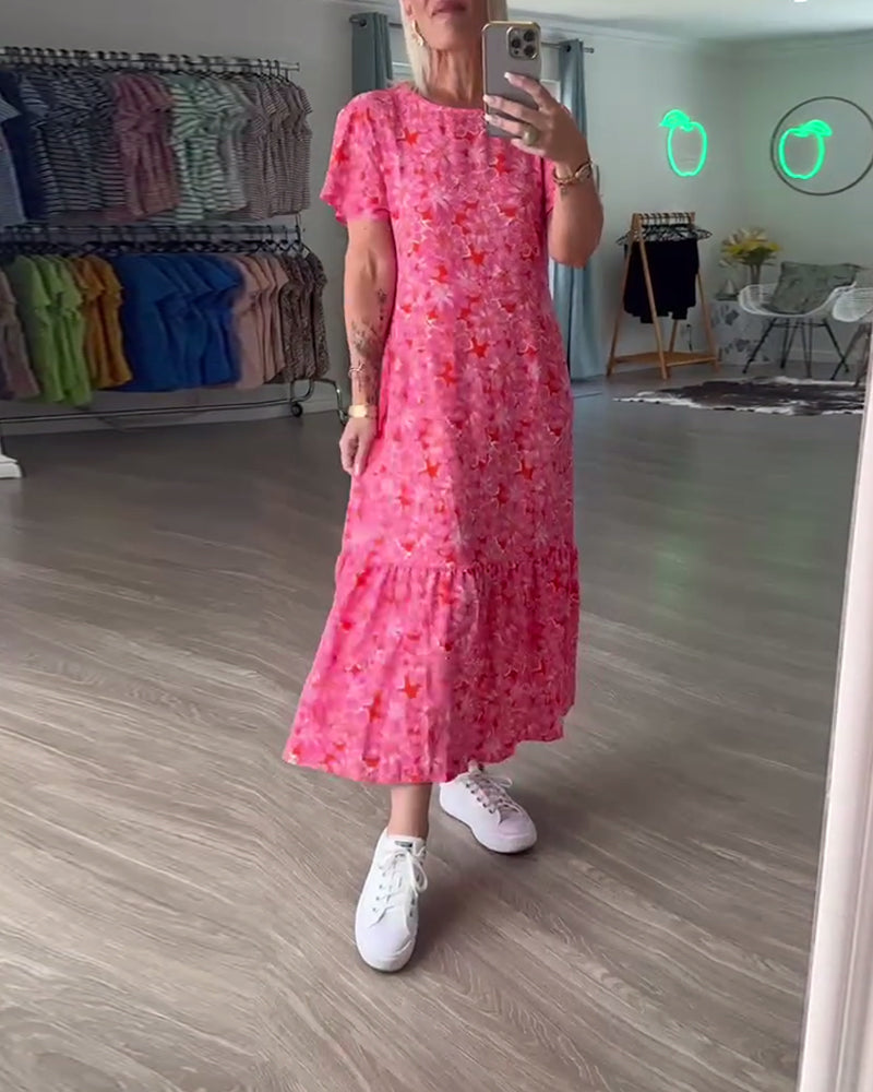 Kleid Puff Kurzarm Geblümt
