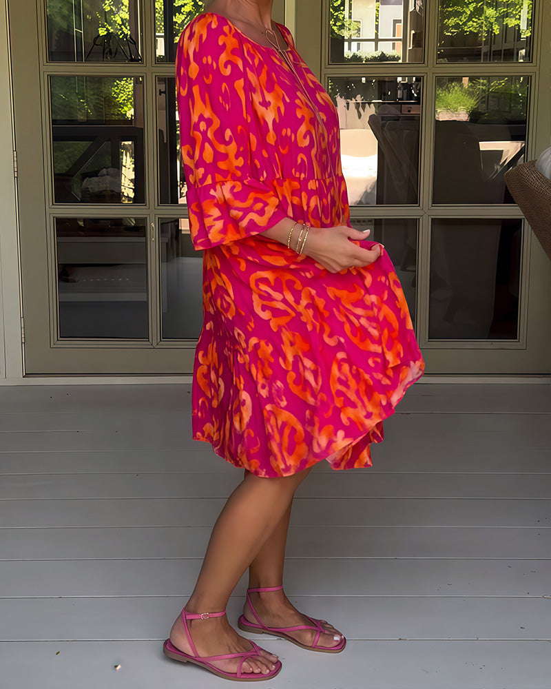 Bedrucktes Kleid mit losen Ärmeln
