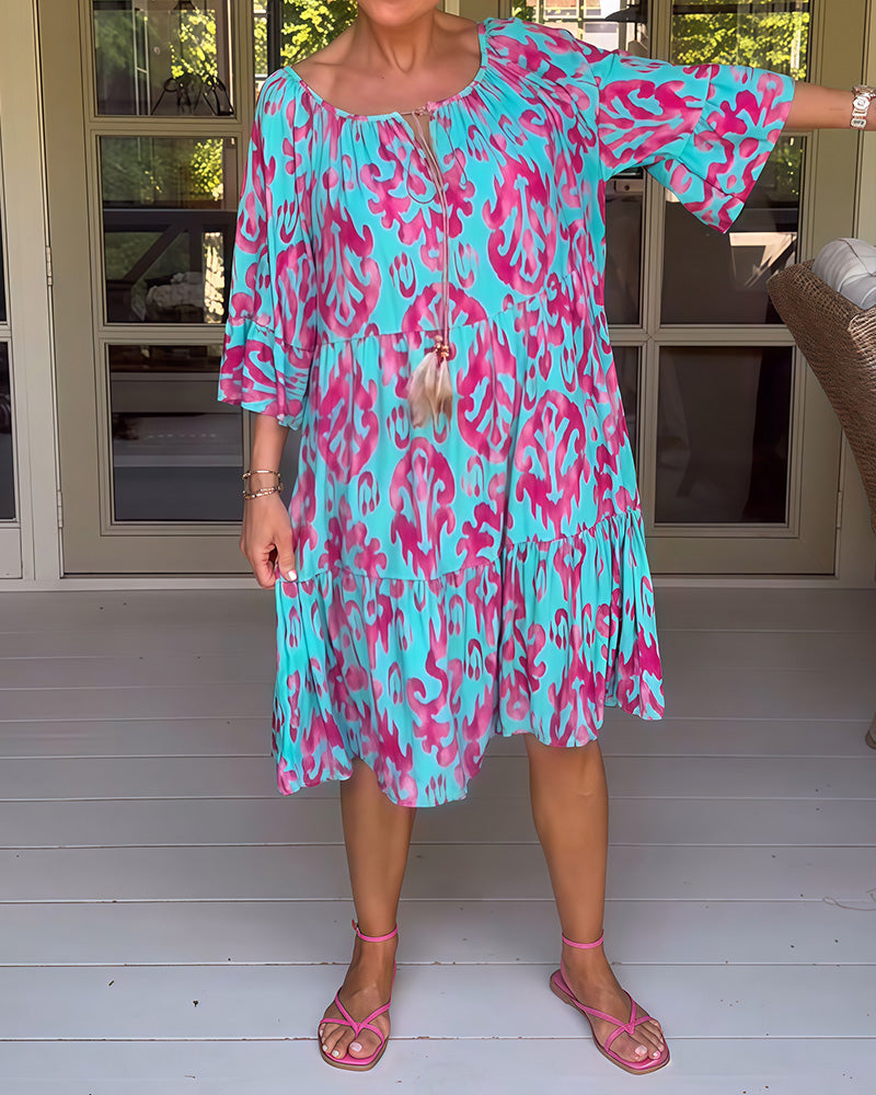 Bedrucktes Kleid mit losen Ärmeln
