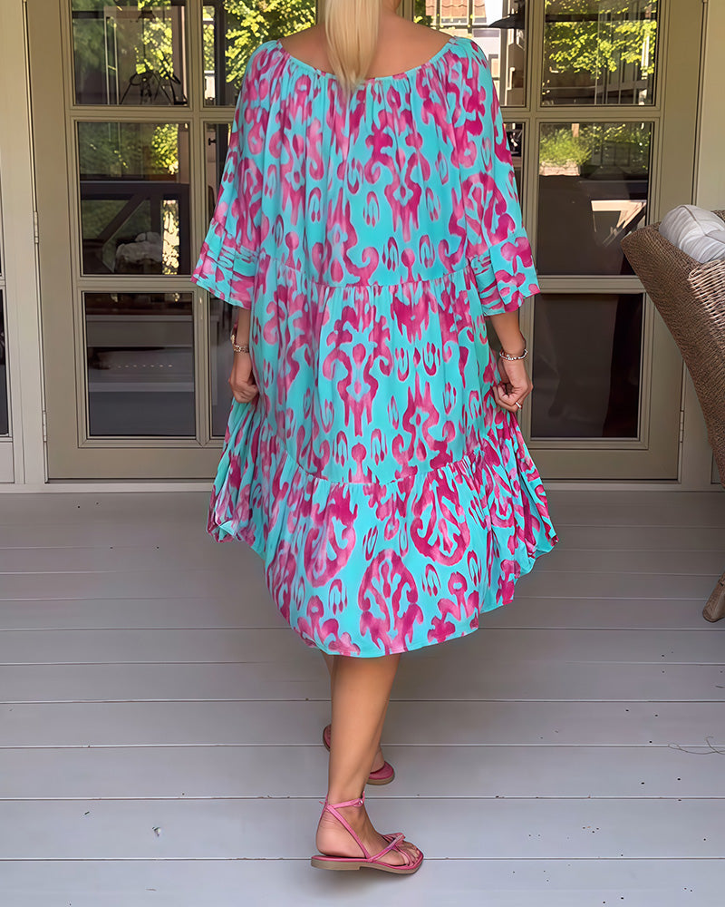 Bedrucktes Kleid mit losen Ärmeln