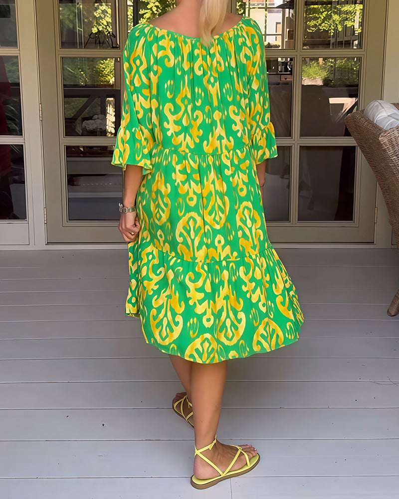 Bedrucktes Kleid mit losen Ärmeln