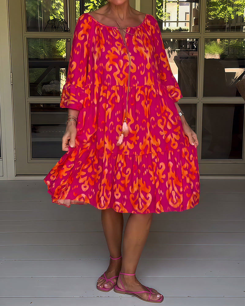 Bedrucktes Kleid mit losen Ärmeln