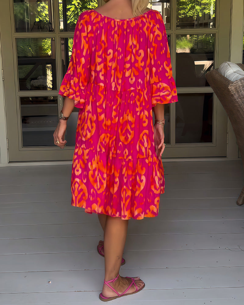 Bedrucktes Kleid mit losen Ärmeln