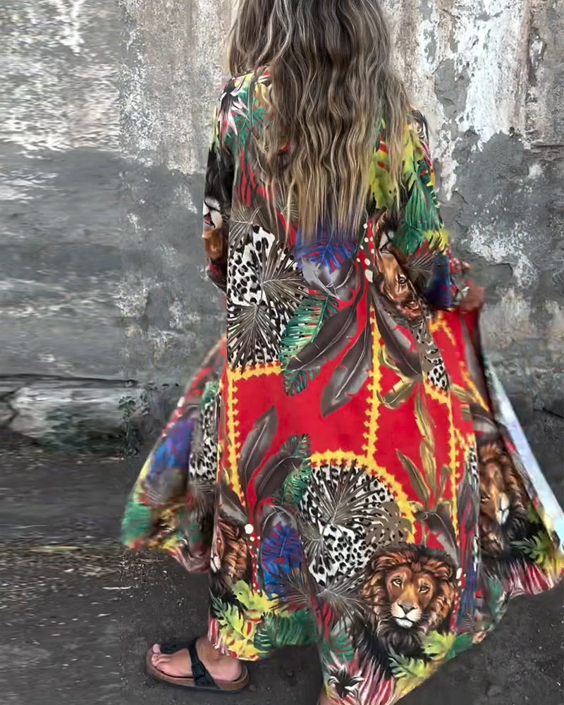 Hemdkleid Modisch Bedruckt Mit Knöpfen