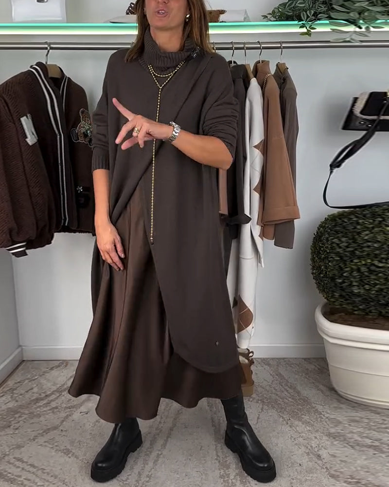 Einfarbiger Pullover mit Schlitz und langen Ärmeln