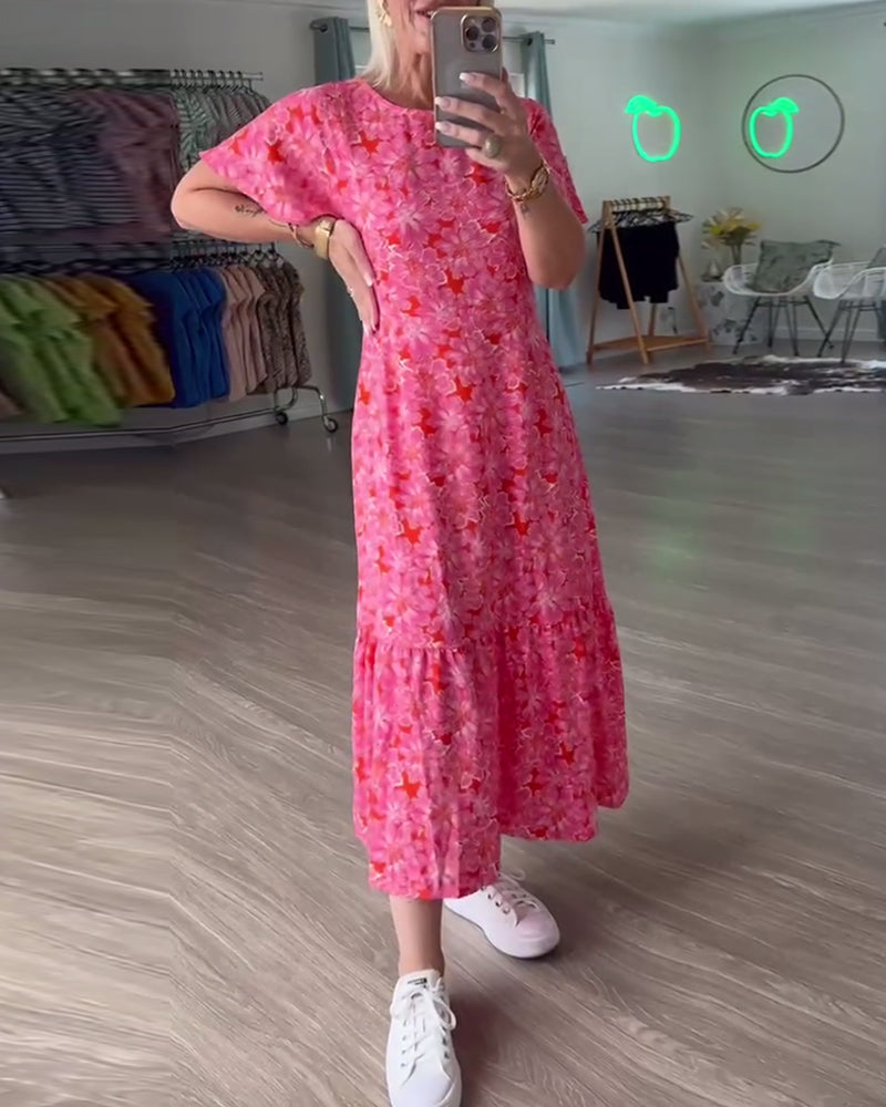 Kleid Puff Kurzarm Geblümt