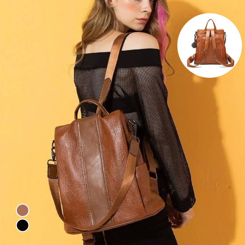 Diebstahlsicherer Lederrucksack für Damen