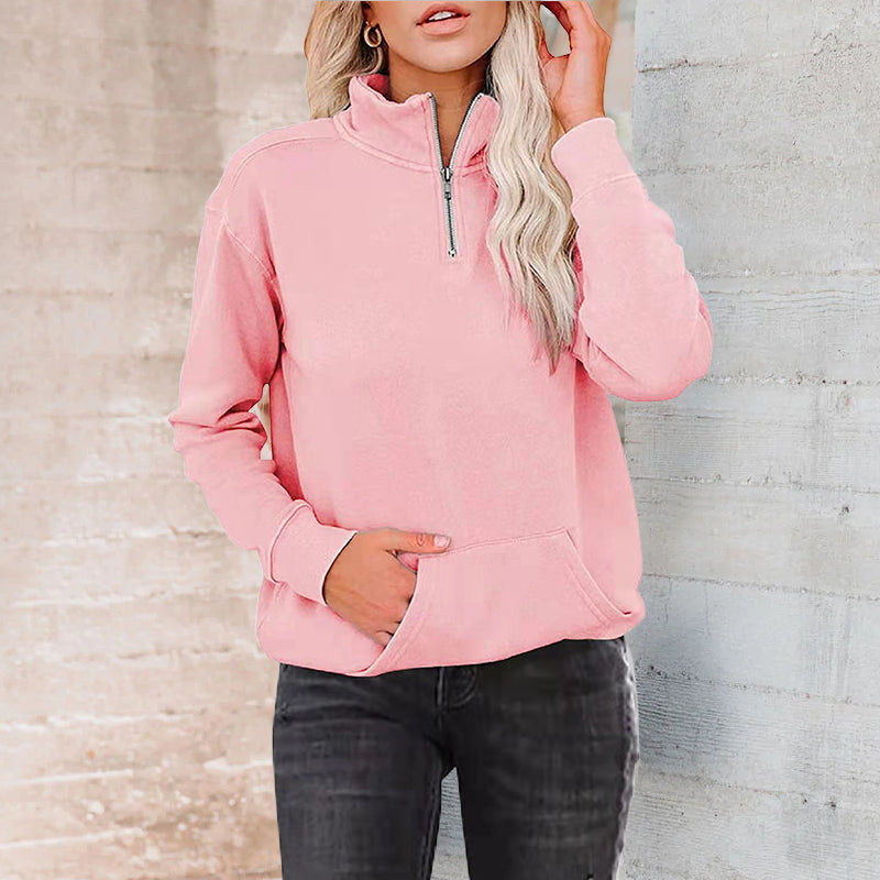 Einfarbiges Sweatshirt mit Reißverschluss