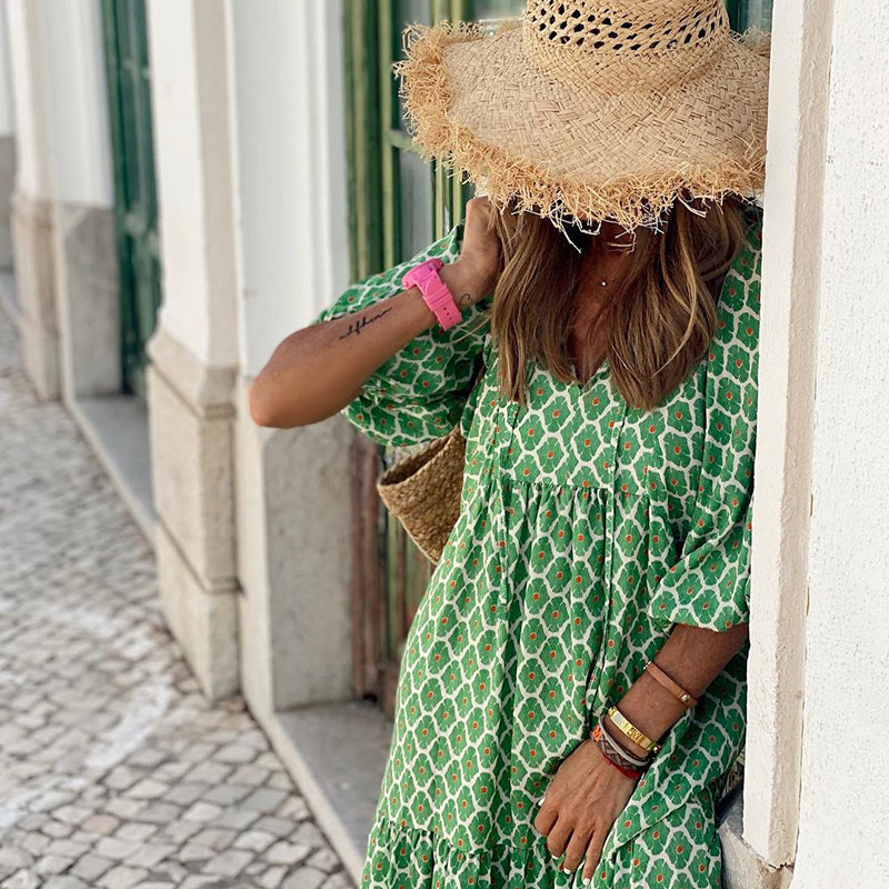 Strandkleid Mit Puffärmeln