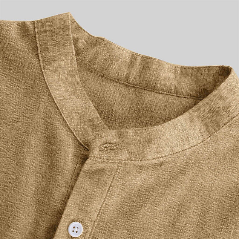 Vielseitiges kurzärmliges Herrenhemd aus Baumwolle und Leinen