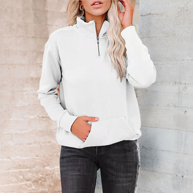 Einfarbiges Sweatshirt mit Reißverschluss