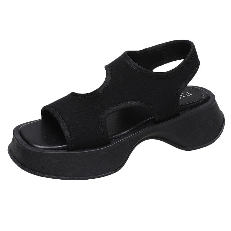 Neue Einfarbige Sommersandalen Mit Dicker Sohle