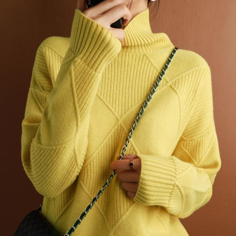 Damen Rollkragen Strickpullover