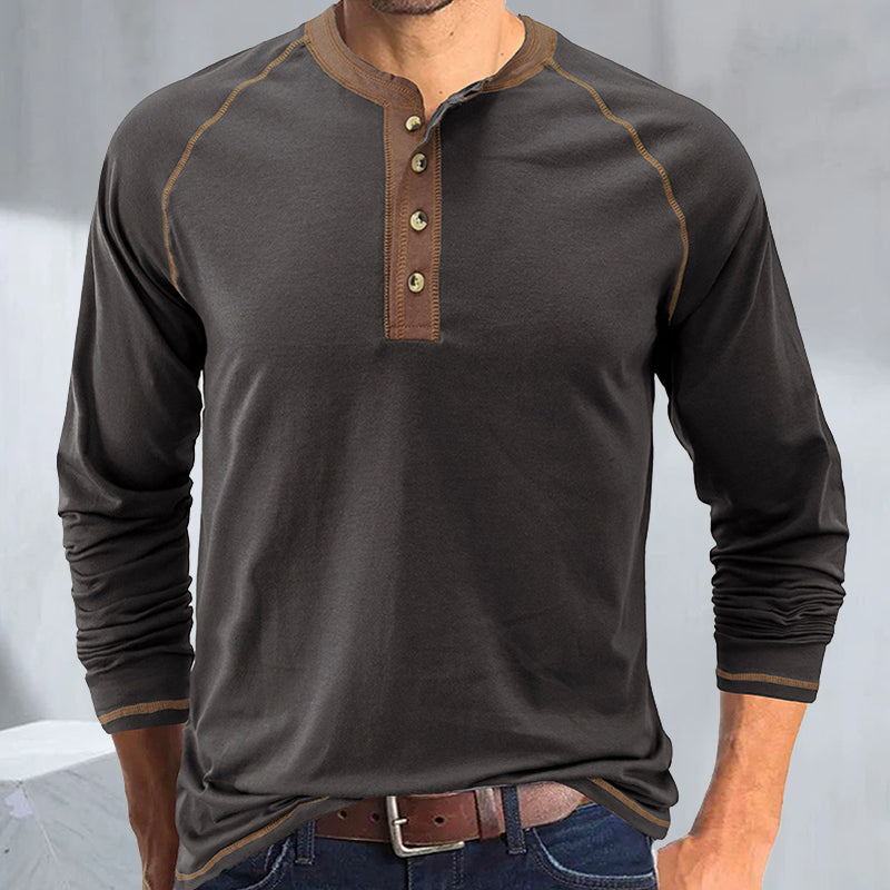 Langärmeliges Sportssweatshirt mit Brustknopfe Langarmpolo