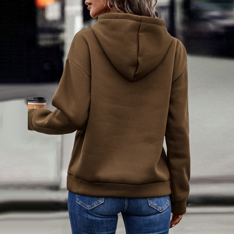 Damen Sweatshirt mit Kapuze und applizierter Spitze