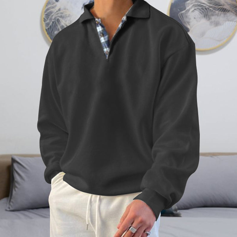 Einfarbiges Lässiges Langärmeliges Sweatshirt für Herren