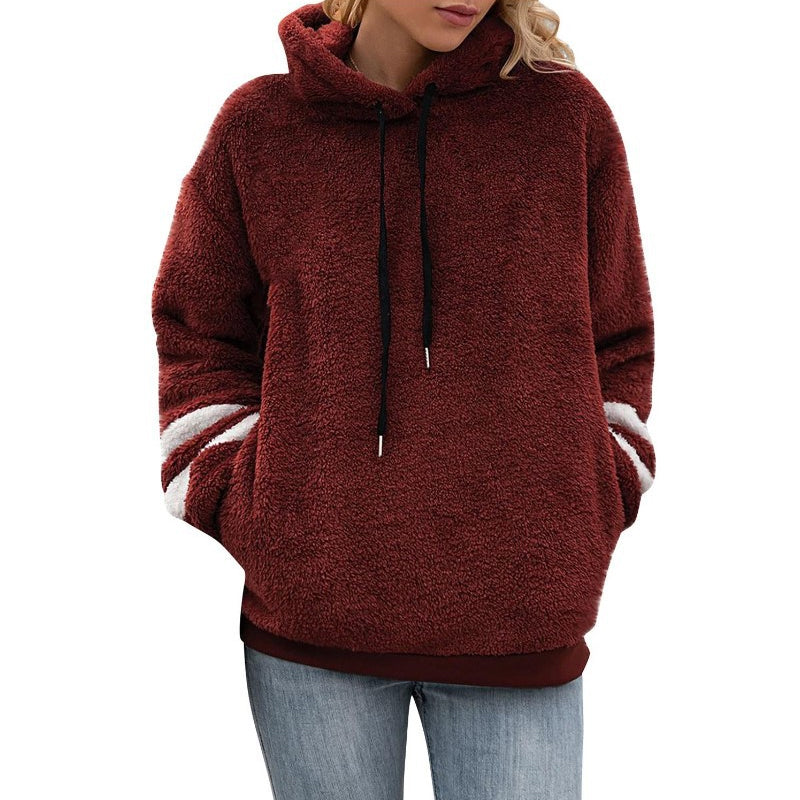 Plüsch-Sweatshirt mit Kordelzug und Kapuze