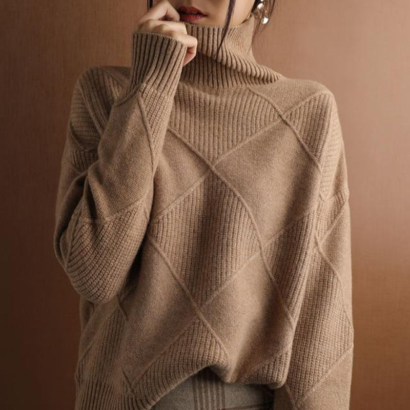 Damen Rollkragen Strickpullover