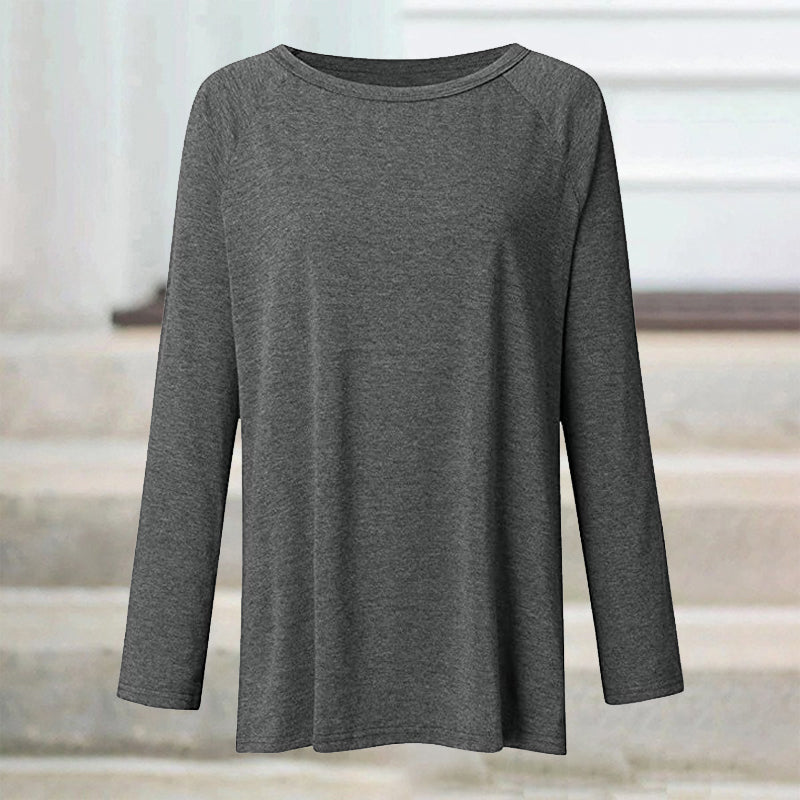 Langärmliges Übergroßes T-Shirt mit Rundhalsausschnitt