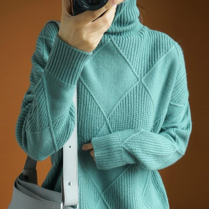 Damen Rollkragen Strickpullover