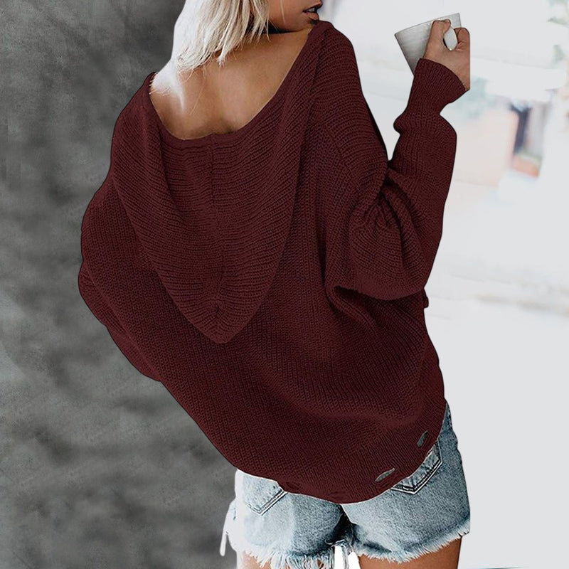 Damen-Strickjacke mit Kapuze