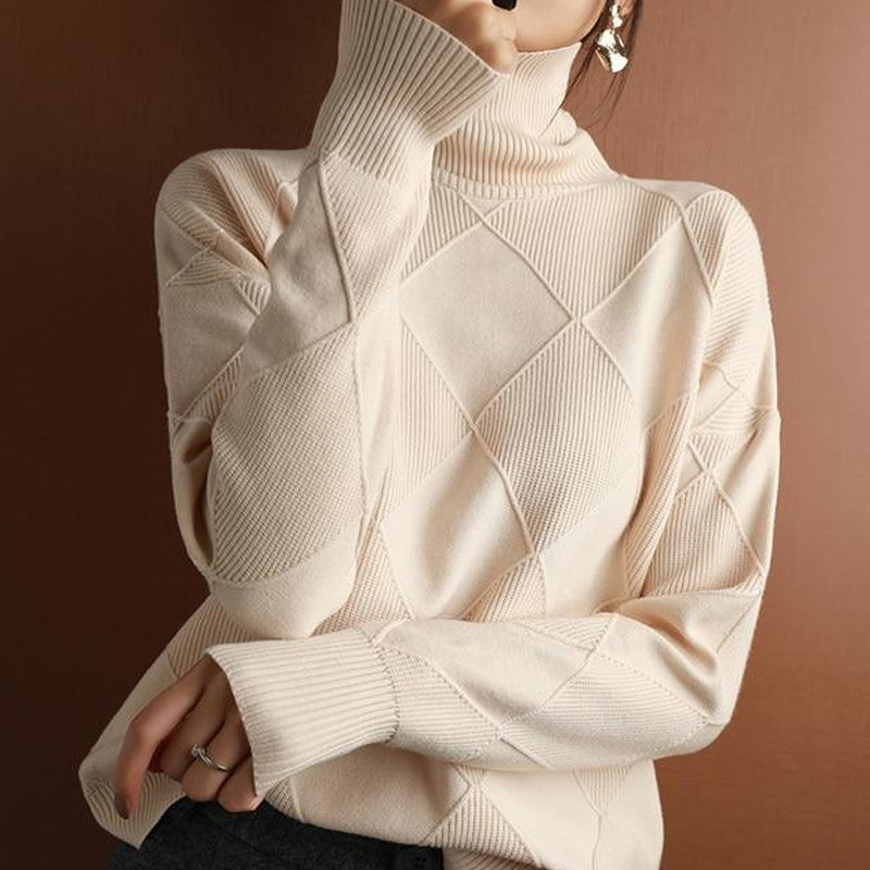 Damen Rollkragen Strickpullover