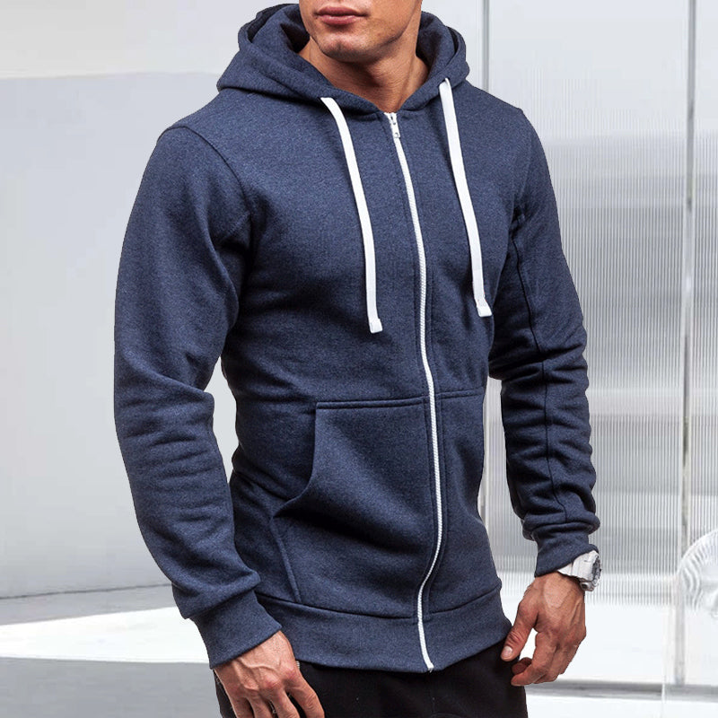 Einfarbiger Hoodie mit Reißverschluss