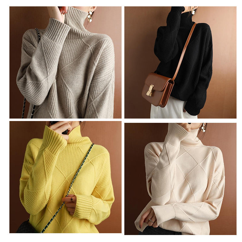Damen Rollkragen Strickpullover