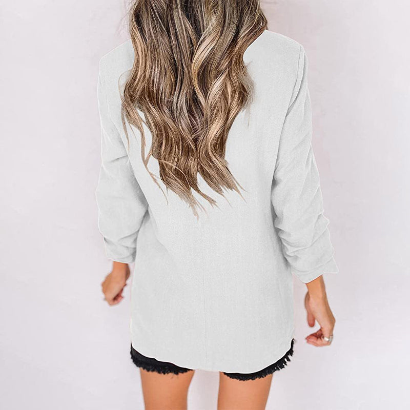 Einfarbige Herbstjacke mit Revers