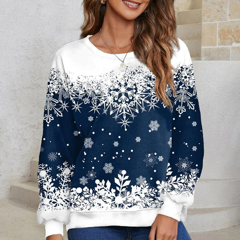 Damen Weihnachtspullover mit mit Schneeflocken-Aufdruck