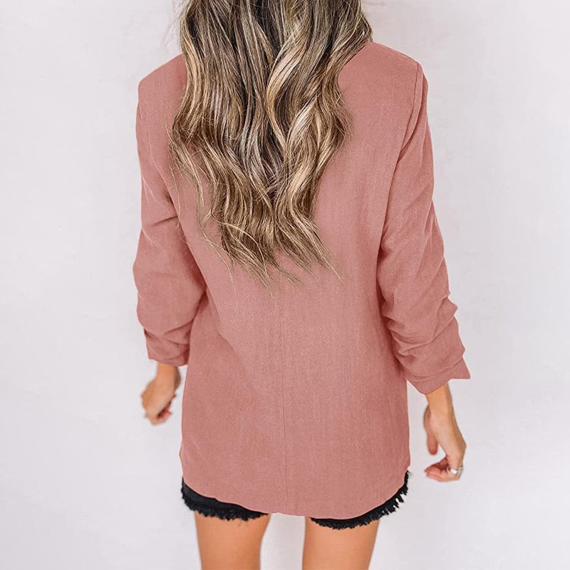 Einfarbige Herbstjacke mit Revers