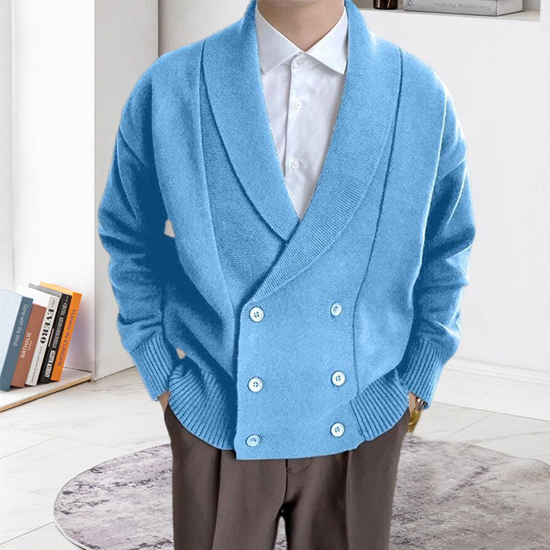Vollfarbige geknöpfte Strickjacke