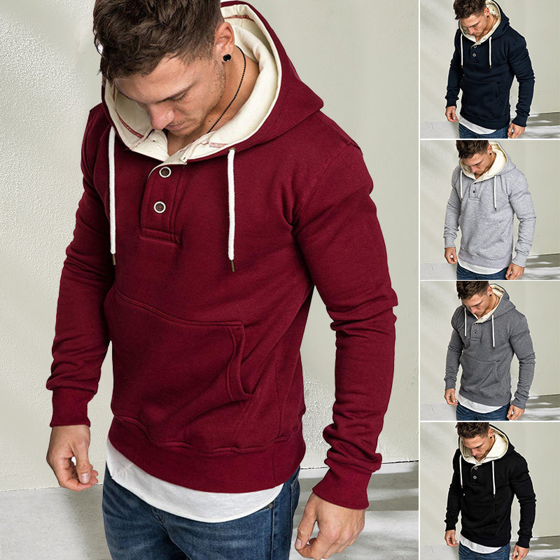 Stylischer Kapuzenpullover mit Knöpfen für Herren