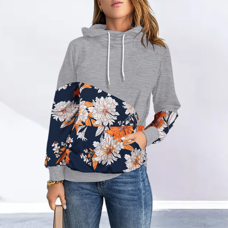 Langarmiges Sweatshirt mit Kapuze und hohem Ausschnitt