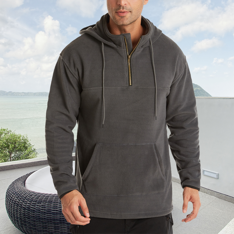 Einfarbiger Fleece-Kapuzenpullover für Herren