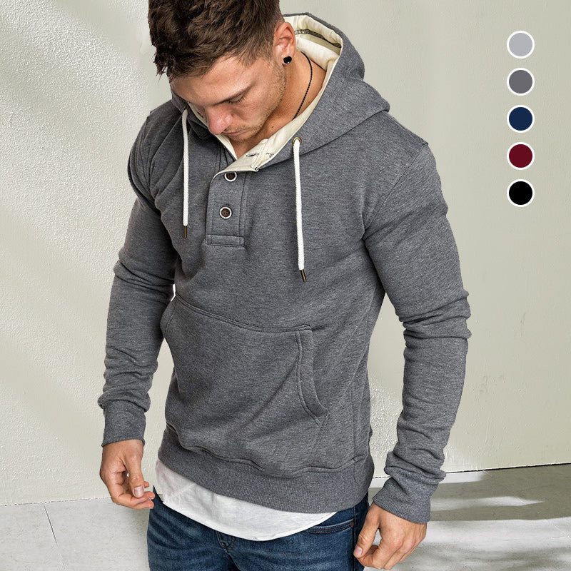 Stylischer Kapuzenpullover mit Knöpfen für Herren