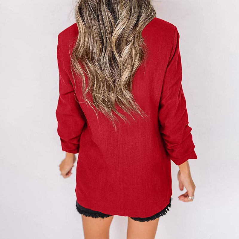 Einfarbige Herbstjacke mit Revers