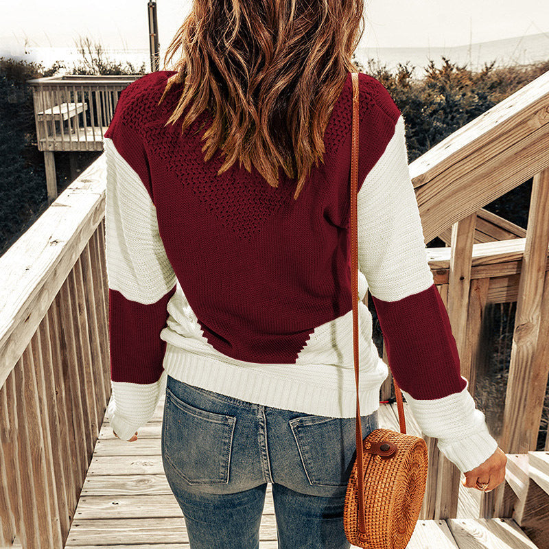 Pullover mit Rundhalsausschnitt und Farbblock