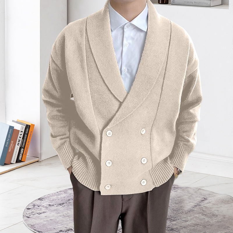 Vollfarbige geknöpfte Strickjacke