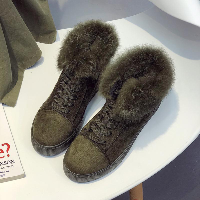 Warme Flache Schnürstiefel