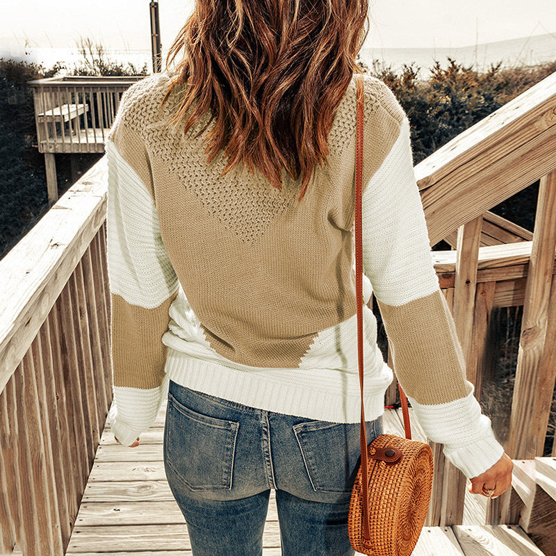 Pullover mit Rundhalsausschnitt und Farbblock