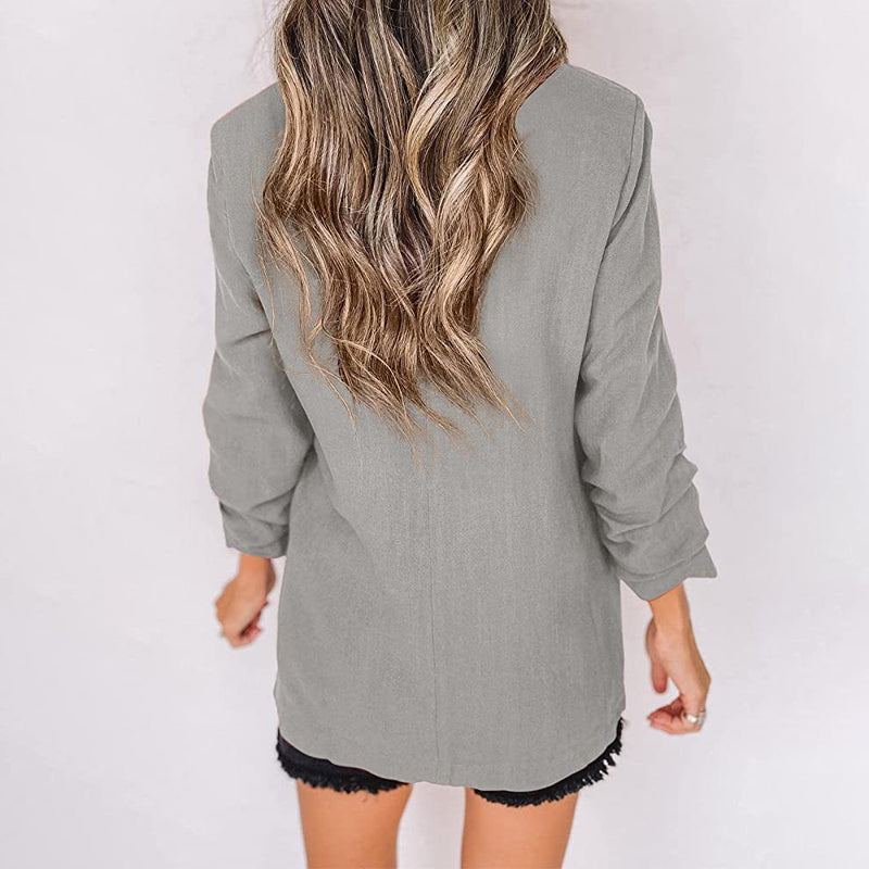 Einfarbige Herbstjacke mit Revers