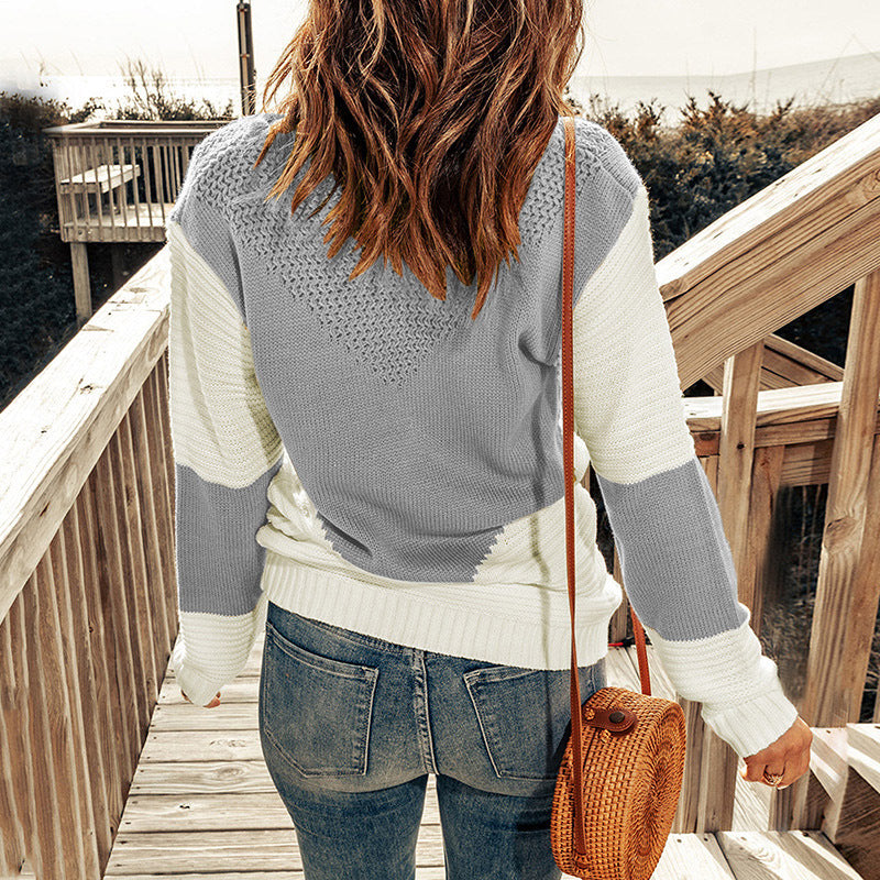 Pullover mit Rundhalsausschnitt und Farbblock